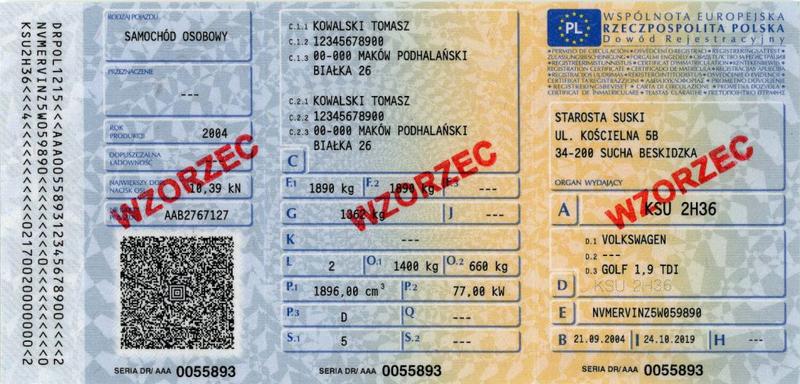 Numer silnika w dokumentach pojazdu